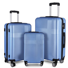 3 Piece Luggage with Tsa Lock Abs, Durable Luggage Set, Lightweight Suitcase with Hooks, Spinner Wheels Cross Stripe Luggage Sets 20In/24In/28In