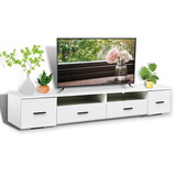 White TV Stand for Living Room, Entertainment Center Stand for TV Up to 90 inch, Large LED TV Stand with 4 Storage Drawers, High Glossy Waterproof TV Console, TV Table Media Furniture