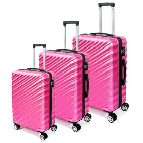 3 Piece Hard Shell Luggage set with TSA Lock Spinner Wheel ABS Lightweights Checked Convenient Stackable Suitcase Woman Men (20/24/28) P-W1625P181534
