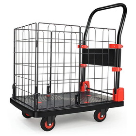 Foldable Platform Push Hand Truck Cart, Basket Cage Cart, 330 lbs. Weight Capacity W162677010