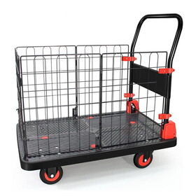 Foldable Platform Push Hand Truck Cart, Basket Cage Cart, 660 lbs. Weight Capacity W162677011