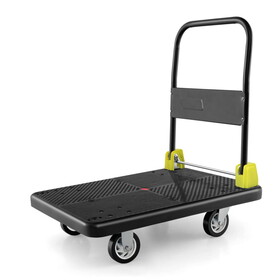 660 lbs. Capacity Platform Cart Heavy-Duty Dolly Folding Foldable Moving Warehouse Push Hand Truck in Black W1626P144290