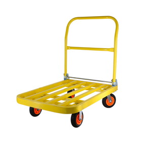 1430 lb. Capacity Steel Push Hand Truck Heavy Duty Dolly Folding Foldable Moving Warehouse Platform Cart in Yellow W1626P144350