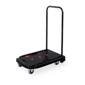 330 lbs. Capacity Black Plastic Steel Body Foldable Platform Trolley Push Hand Cart W1626P144360
