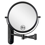 8 inch Wall Mounted Makeup Vanity Mirror, Double Sided 1x/10x Magnifying Mirror, 360° Swivel with Extension Arm Bathroom Mirror (Black) W1627133575