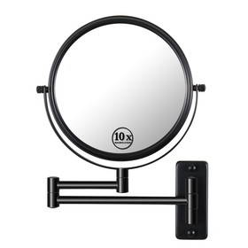 8-inch Wall Mounted Makeup Vanity Mirror, 1X / 10X Magnification Mirror, 360&#176; Swivel with Extension Arm (Black) W162771309
