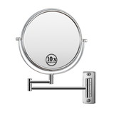 8-inch Wall Mounted Makeup Vanity Mirror, 1X / 10X Magnification Mirror, 360° Swivel with Extension Arm (Chrome Finish) W162771311