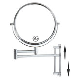 8-inch Wall Mounted Makeup Vanity Mirror, Height Adjustable, 1X / 10X Magnification Mirror, 360° Swivel with Extension Arm (Chrome Finish) W162771312