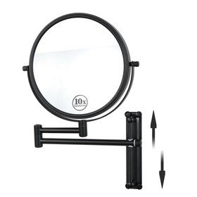 8-inch Wall Mounted Makeup Vanity Mirror, Height Adjustable, 1X / 10X Magnification Mirror, 360&#176; Swivel with Extension Arm (Black) W162771314