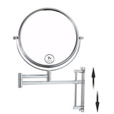 8-inch Wall Mounted Makeup Vanity Mirror, Height Adjustable, 1X / 7X Magnification Mirror, 360° Swivel with Extension Arm (Chrome Finish) W162771315