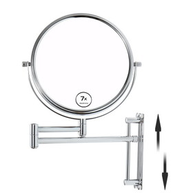 8-inch Wall Mounted Makeup Vanity Mirror, Height Adjustable, 1X / 7X Magnification Mirror, 360&#176; Swivel with Extension Arm (Chrome Finish) W162771315