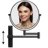 8 inch Height Adjustable Wall Mounted Makeup Mirror, 1x/10x Magnifying Double Sided Vanity Mirror for Bathroom (Black) W1627P172455