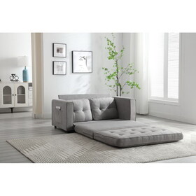 3 Fold Sofa,Convertible Futon Couch sleeper sofabed,Space saving loveseat,Pull Out Couch Bed for Living Room,Dark Gray & Light Gray & Beige,Velvet linen fabric W1628119838