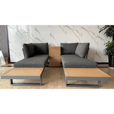 Aluminum Patio Furniture Set, Outdoor L-Shaped Sectional Sofa with Plastic Wood Side Table and Soft Cushion for Backyard Poolside W1650142129