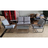 4-Piece Outdoor Patio Furniture Sets, Patio Conversation Set with Removable Seating Cushion, Courtyard Patio Set for Home, Yard, Poolside (Grey) W1650142142