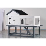 53-inch double-tier wooden outdoor/indoor waterproof chicken coop and rabbit hutch complete with a roof, stairs, and a removable cleaning tray; suitable for small to medium pets. W1650P330817
