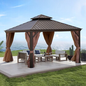 12*12FT patic gazebo,alu gazebo with steel canopy,Outdoor Permanent Hardtop Gazebo Canopy for Patio, Garden, Backyard W1650S00006