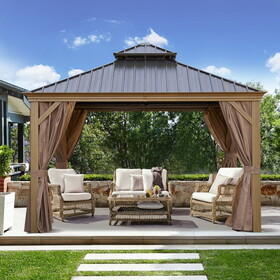 12*12FT patic gazebo,alu gazebo with steel canopy,Outdoor Permanent Hardtop Gazebo Canopy for Patio, Garden, Backyard W1650S00007