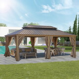 12*20FT patic gazebo,alu gazebo with steel canopy,Outdoor Permanent Hardtop Gazebo Canopy for Patio, Garden, Backyard W1650S00010