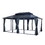 12x18ft Hardtop Gazebo with Nettings and Curtains, Heavy Duty Double Roof Galvanized Steel Outdoor Combined of Vertical Stripes Roof for Patio, Backyard W1650S00026