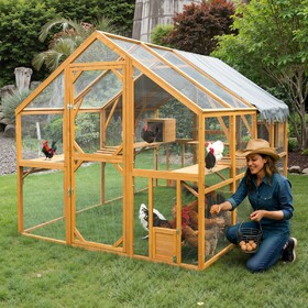 Outdoor Yellow Chicken Coop Enclosures 110" Large Kitten Playpen,Upgrade Waterproof Cover W1650S00053