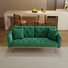 The 68.3 "green velvet sofa bed is beautiful and easy to assemble