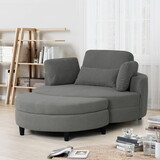 51-inch gray corduroy sofa with two throw pillows and a waist pillow with an extra tray for comfortable seating in small apartment bedrooms W1658P143717