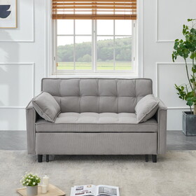 Two-seat casual sofa with pull out bed, living room furniture, light grey