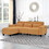 The 84.6-inch orange teddy fleece creative sofa can be assembled into a two-seater sofa with a single couch with three waist pillows to perfectly stretch your waist for small apartment bedroom Spaces