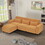 The 84.6-inch orange teddy fleece creative sofa can be assembled into a two-seater sofa with a single couch with three waist pillows to perfectly stretch your waist for small apartment bedroom Spaces