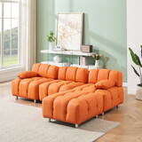 A 90.60-inch technology cloth orange sofa, waterproof, stain and cat scratch resistant, can comfortably sit in the apartment bedroom without taking up space. P-W1658S00022