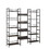 Triple Wide 5-shelf Bookshelves Industrial Retro Wooden Style Home and Office Large Open Bookshelves, Dark Grey, 69.3"W x 11.8"D x 70.1"H W1668102870