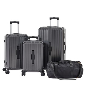 Luggage Set 4 pcs (20"/24"/29"/Travel Bag), PC+ABS Durable Lightweight Luggage with Collapsible Cup Holder, 360&#176; Silent Spinner Wheels, TSA Lock, Gray W1668135441