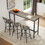 Long Bar Table Set with 3 PU Upholstered Bar Stools, Industrial Bar Table and Chairs for Kitchen Breakfast Table, Living Room, Banquet Hall, Rustic Gray and Black, 63"L x15.7"W x 37.5"H