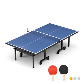 Table Tennis Table - 15mm Professional MDF Indoor Table Tennis Table with Table Tennis Net and Bats etc. Quick assembly, Single Training Table, 108"L x 60"W x 30"H W1668P170270
