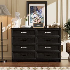 Modern 3 Drawer Bedroom Chest of Drawers with 8 Drawers Dresser, Clothes Organizer -Metal Pulls for Living Room, Bedroom, Hallway, Black,47.6"L x 15.7"W x 36.7"H W1668P182256