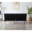 Corduroy fabric, wooden legs convertible sofa bed (Color:Black) W1669P156118