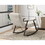 Casual folding rocking chair upholstered, lounge rocking chair adjustable high back and foot rest,side pockets placed in living room bedroom balcony W1669P163320