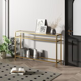 42.1 inch Console Sofa Table, Modern Entryway Table,Tempered Glass Table, Metal Frame,3 Shelves,for Entrance, Living Room, Foyer,Hallway Bedroom