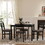 5PCS Stylish Dining Table Set 4 Upholstered Chairs with Ladder Back Design for Dining Room Kitchen Brown Cushion and Black W1673115471