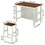 3 PCS Dining Table Set Rustic Retro Breakfast Table Dining Stools Rubber Wood for 2 with Two Open Shelves for Small Space Kitchen Dining Room Cream White W1673120008