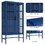 Double Glass Door Storage Cabinet with Adjustable Shelves and Feet Cold-Rolled Steel Sideboard Furniture for Living Room Kitchen BLUE W1673121038