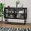 Stylish Tempered Glass Cabinet Credenza with 2 Fluted Glass Doors Adjustable Shelf U-shaped Leg Anti-Tip Dust-free Enclosed Cupboard for Kitchen Living Room Black W1673121039