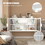 Stylish Tempered Glass Cabinet Credenza with 2 Fluted Glass Doors Adjustable Shelf U-shaped Leg Anti-Tip Dust-free Enclosed Cupboard for Kitchen Living Room White W1673121040