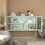 Stylish Tempered Glass Cabinet Credenza with 2 Fluted Glass Doors Adjustable Shelf U-shaped Leg Anti-Tip Dust-free Enclosed Cupboard for Kitchen Living Room Light Green W1673121041