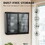 Retro Style Haze Double Glass Door Wall Cabinet with Detachable Shelves for Office, Dining Room,Living Room, Kitchen and Bathroom Black(=OLD ITEM CODE W68751723) W1673123582