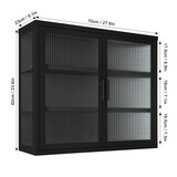 Retro Style Haze Double Glass Door Wall Cabinet with Detachable Shelves for Office, Dining Room,Living Room, Kitchen and Bathroom Black W1673123586