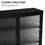 Retro Style Haze Double Glass Door Wall Cabinet with Detachable Shelves for Office, Dining Room,Living Room, Kitchen and Bathroom Black W1673123586