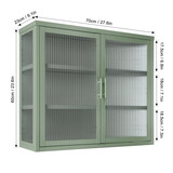 Retro Style Haze Double Glass Door Wall Cabinet with Detachable Shelves for Office, Dining Room,Living Room, Kitchen and Bathroom Mint Green W1673123587