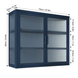 Retro Style Haze Double Glass Door Wall Cabinet with Detachable Shelves for Office, Dining Room,Living Room, Kitchen and Bathroom BLUE Color W1673123590